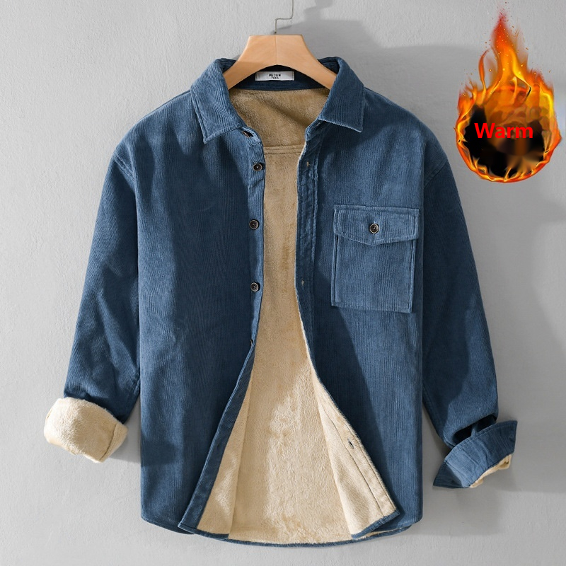 Flannel Shirt Lined - メンズ コーデュロイ シャツジャケット ヘビーウェイト 冬用 長袖