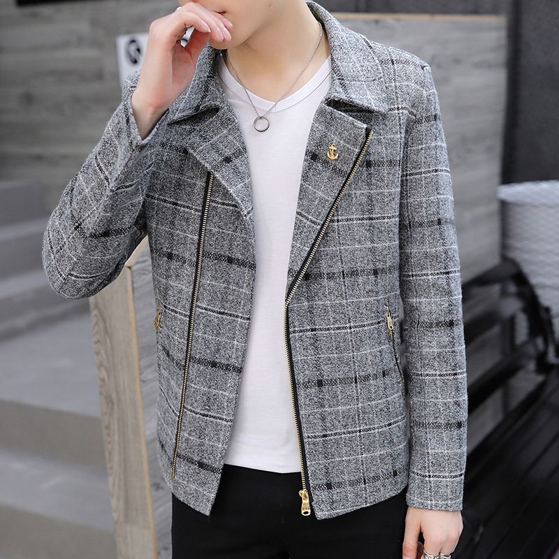 Wool Coat Peacoat - メンズショートウール混紡ピーコート 2026秋冬新作 韓国風スリムフィットカジュアルトレンチコートアウター