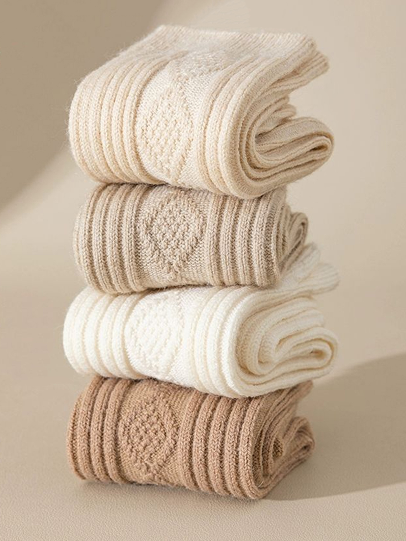 Thermal Sock Wool - 秋冬暖かいウールカシミヤサーマルハイロングストッキング女性用ホームフロアソックスキュートサーマル日本製無地
