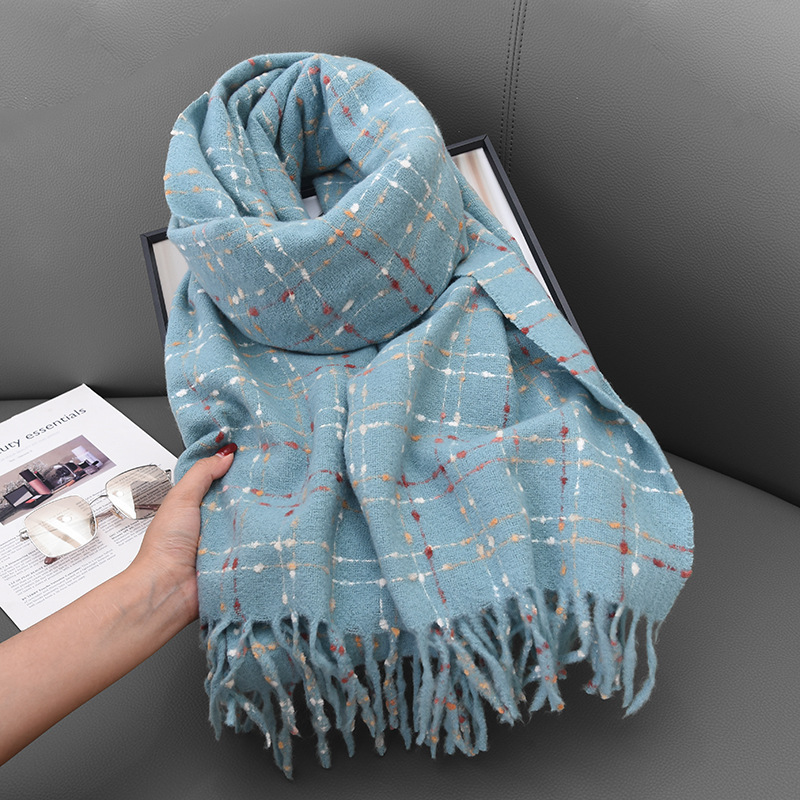 Cashmere Pashmina Wrap - 新しい暖かい冬のタッセルスカーフヒジャブ女性ドットチェック柄ペイズリーカシミヤパシュミナ厚いラップブランケットエシャルペレッドクリスマスショール