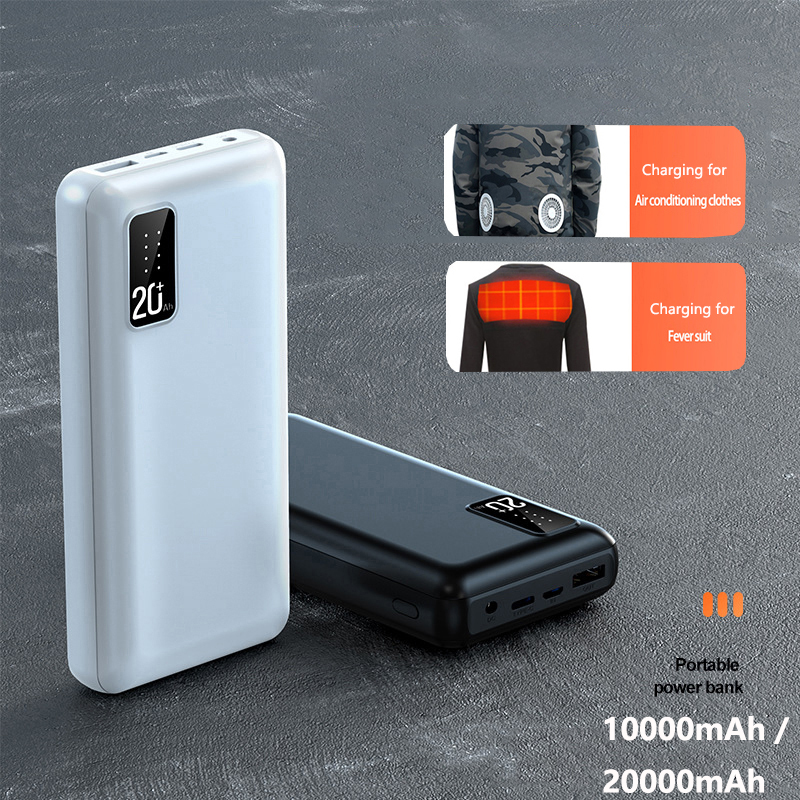 Heated Vest Battery - ポータブル外部バッテリー充電器7.4 mAh,加熱外部バッテリーパック,Xiaomi Mi,iPhone用パワーバンク,20000 V