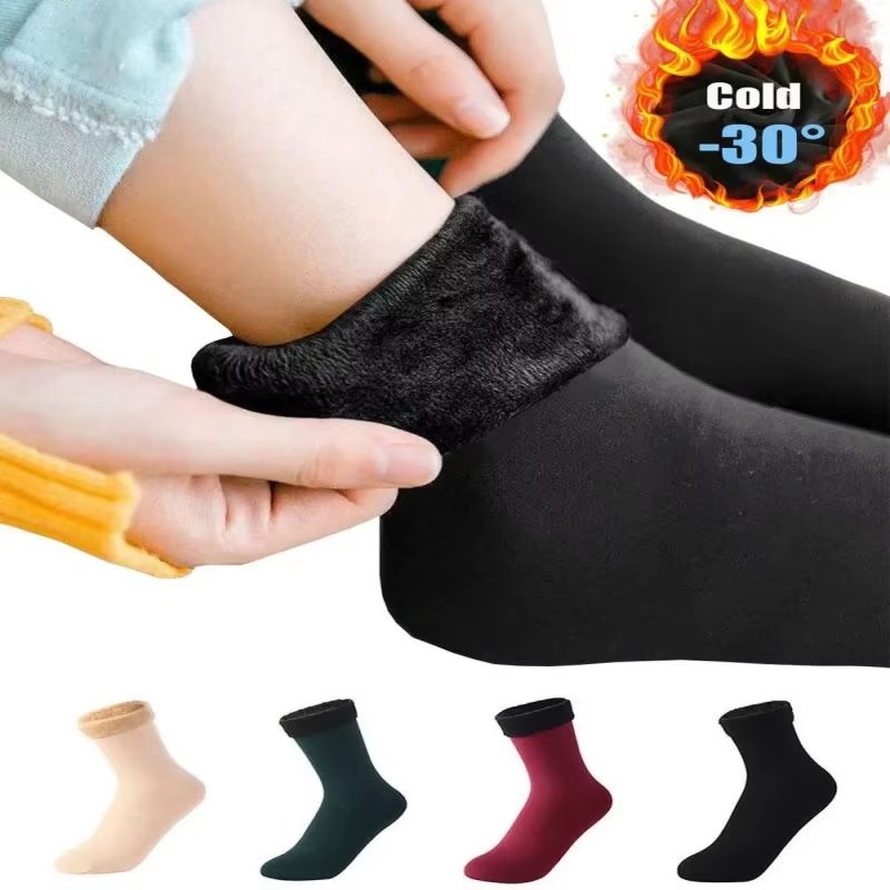 Thermal Sock Wool - 1/2/3 ペア男性女性冬厚み暖かいショートソックス熱カシミヤウール靴下ナイロン雪ベルベットブーツホームフロア
