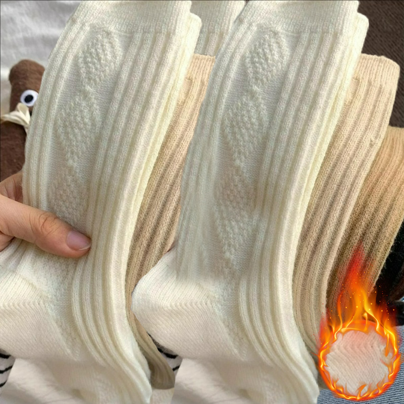 Thermal Sock Wool - 3足組 カシミヤウールソックス レディース 冬用 厚手 暖かい