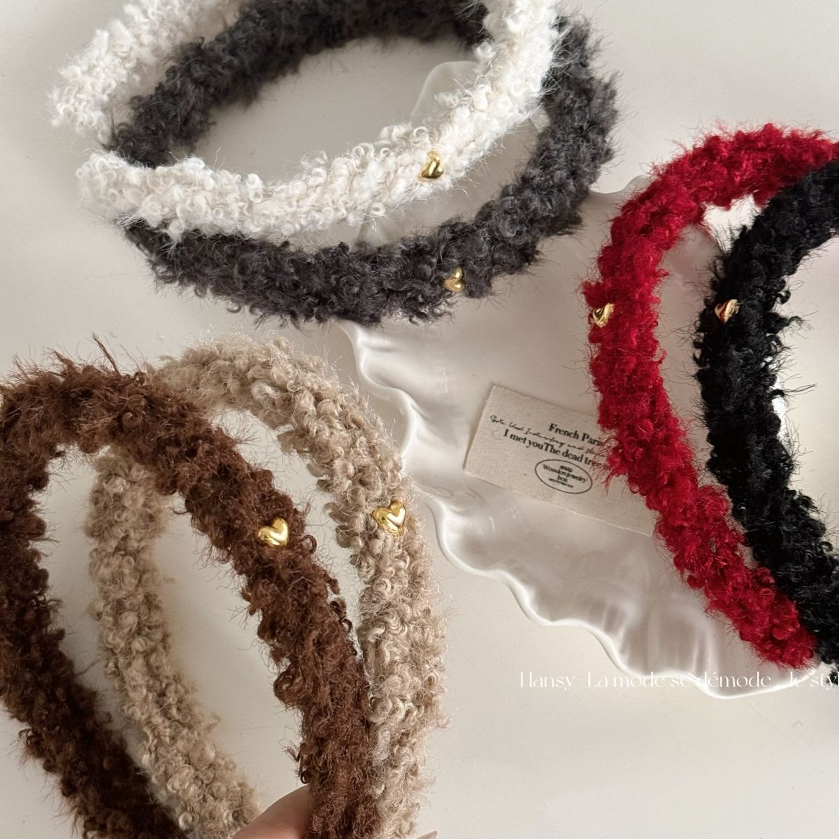 Winter Headband Fleece - 冬用フリースプラッシュヘッドバンド レトロウールニットヘアバンド 女性 女の子 気質 多用途ヘアフープ