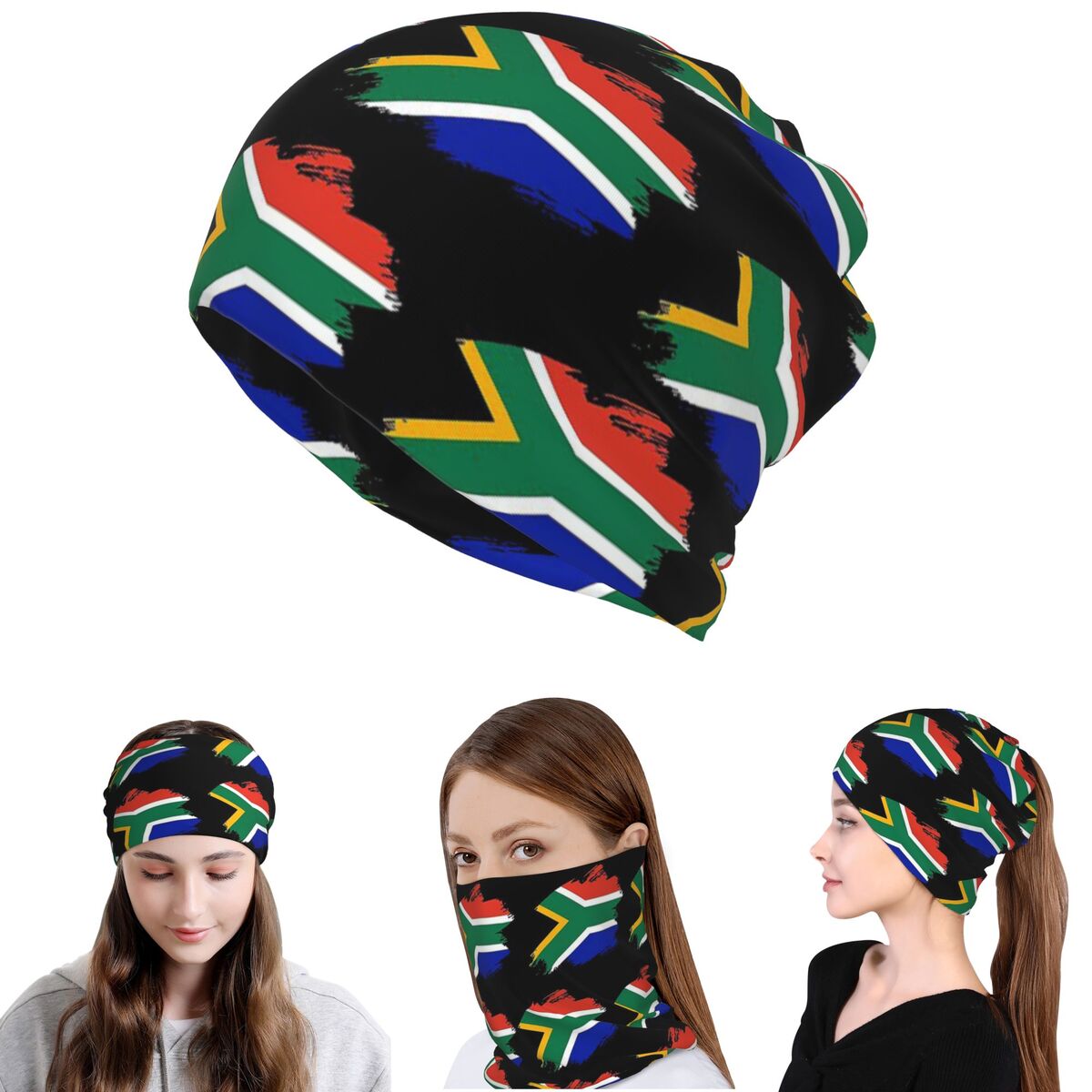 Knit Beanie Hat Warm - 南アフリカのスプリングボックス旗柄バンダナネックゲイターマジックスカーフ暖かい帽子ビーニー帽子ユニセックス大人冬用