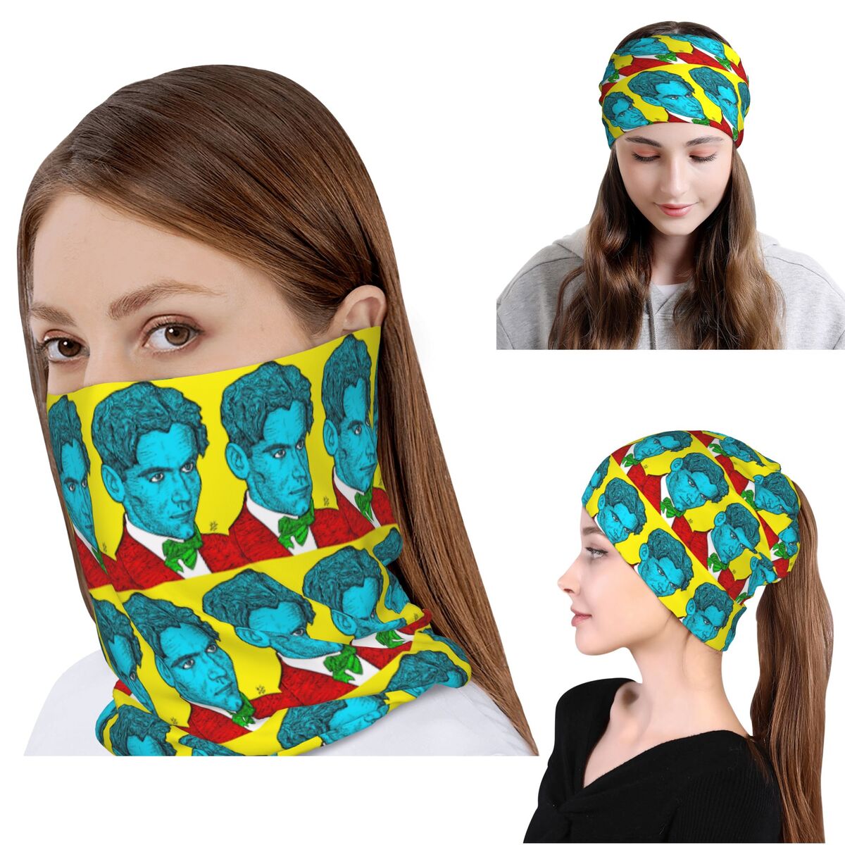 Knit Beanie Hat Warm - フェデリコ・ガルシア・ロルカの肖像画 16 バンダナ ネックゲイター ラップスカーフ 暖かいバラクラバ