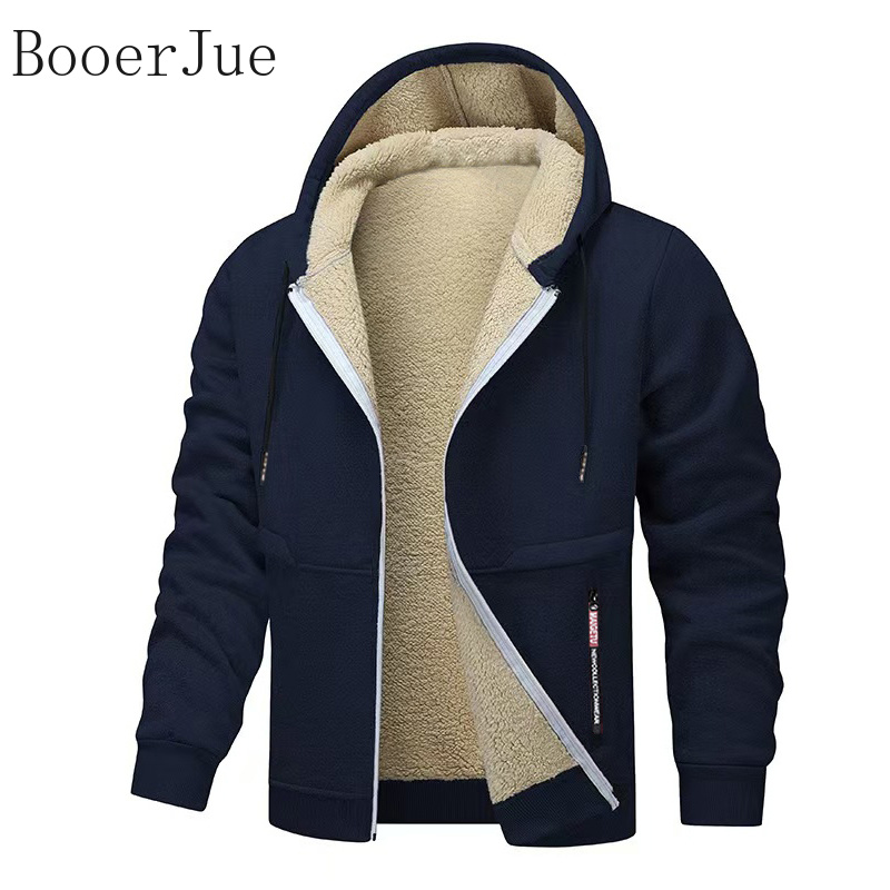 Sherpa Hoodie Fleece - 厚手のシェルパ裏地付きフードジッパー付きジャケット 厚手のストリートウェアコート USサイズ3XL メンズカジュアルフーディー ヘビーウェイトフリーススウェットシャツ