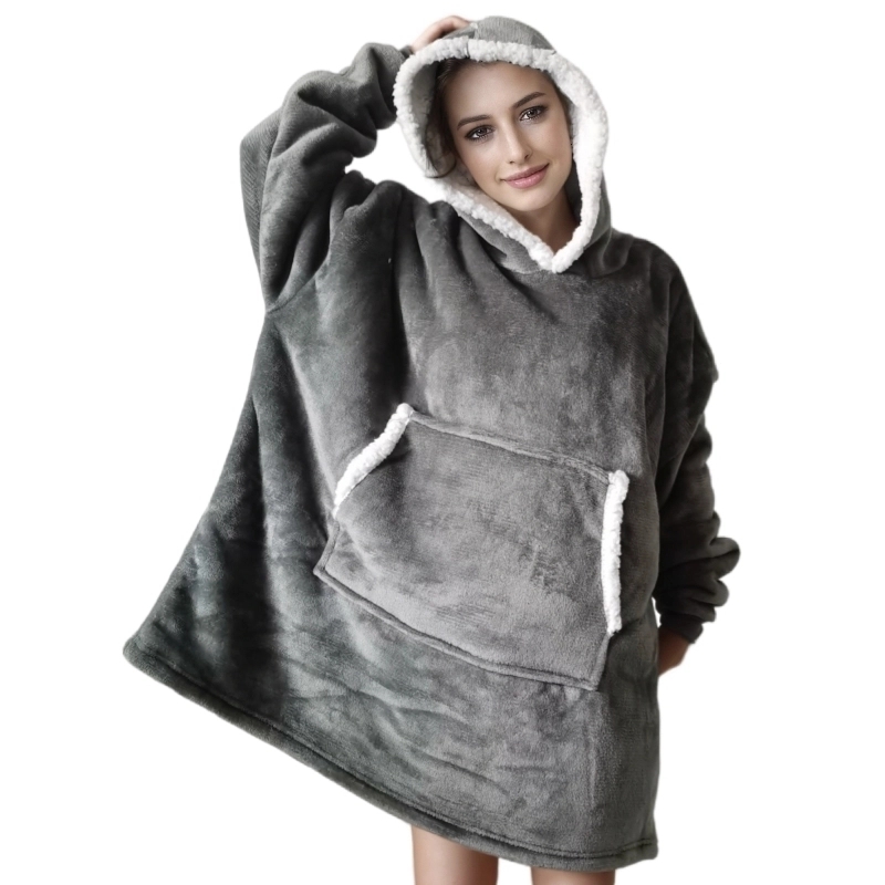 Sherpa Hoodie Fleece - 大人用フランネルフーディーブランケット,超ソフト,シェルパフリース,アウトドアポケット,冬,すべてのスウェットシャツにフィット,直接配達