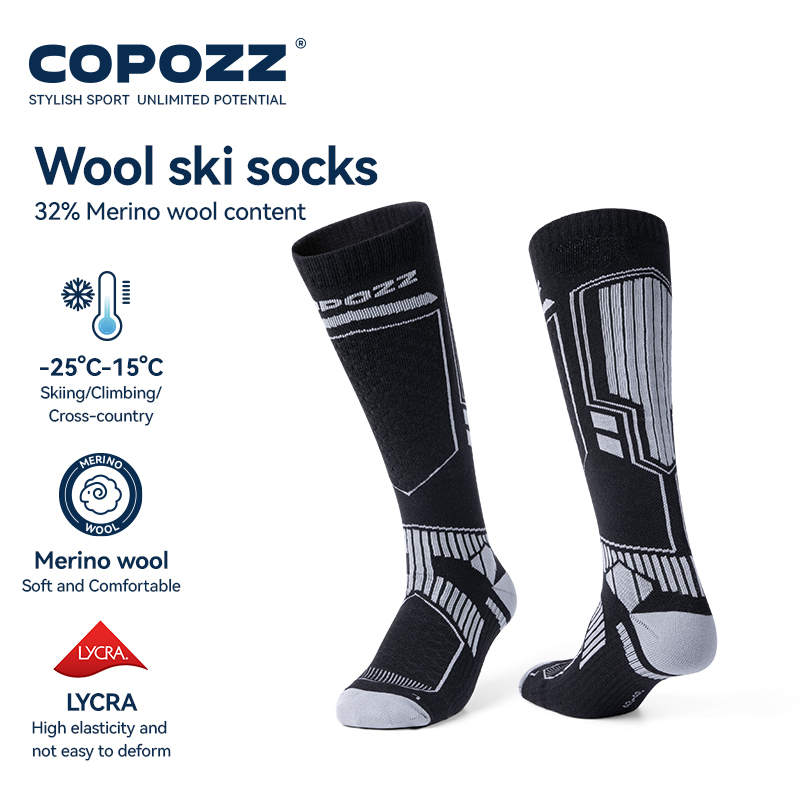 Thermal Sock Wool - COPOZZ メリノウール冬スキーソックス男性女性サーマルニーハイスキーソックス暖かい厚みのあるスノーボードサッカーソックス大人女性