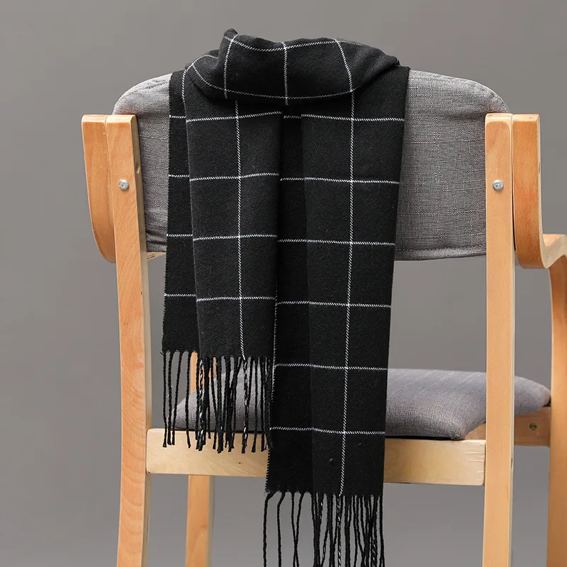Cashmere Pashmina Wrap - 2023 新しい冬の男性スカーフ保温カシミヤスカーフカジュアルブランドデザイナーパシュミナネッカチーフタッセルビジネスショールラップ