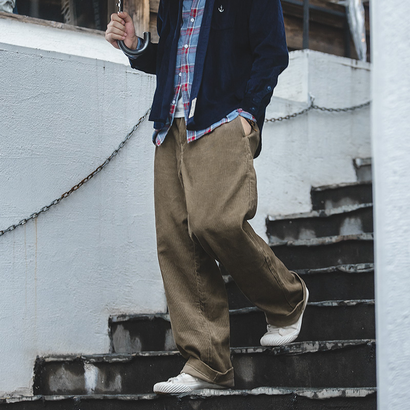 Corduroy Pant Warm - マデン-メンズアメリカンヴィンテージコーデュロイパンツ、クラシックストリートウェア、ストレートレッグ、ルーズ、耐久性、暖かい、秋、冬、amekaji