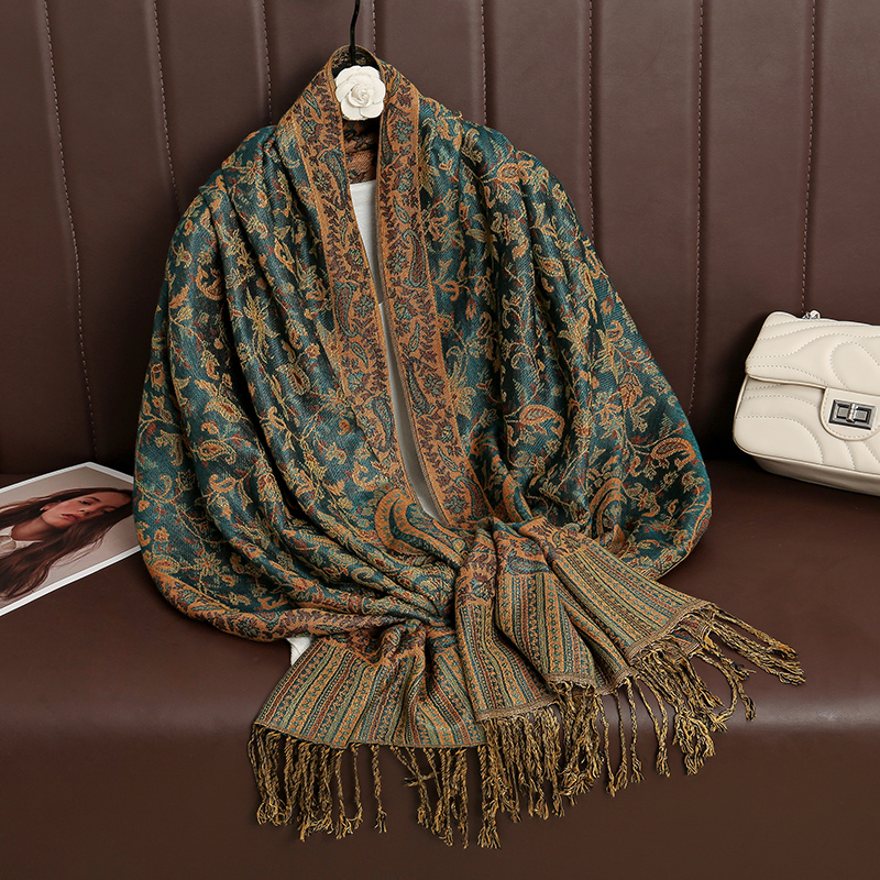Cashmere Pashmina Wrap - 2024 高級ブランドカシミヤ女性スカーフプリント冬暖かいショールとラップパシュミナバンダナロングジャカードペイズリー女性スカーフ