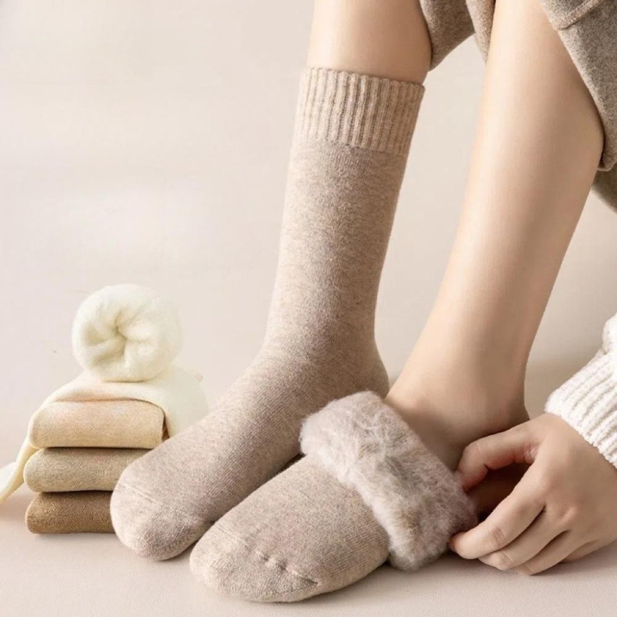 Thermal Sock Wool - 1 ペア冬暖かいサーマルソックス女性用極厚断熱加熱クルーブーツソックス寒い天候ロングソックス冬アクセサリー