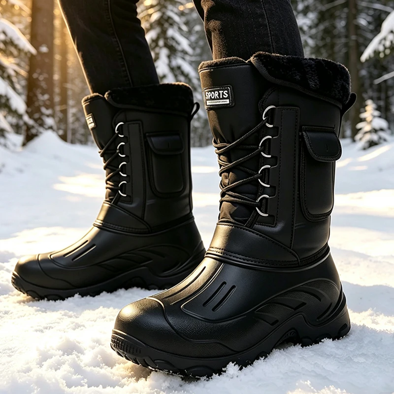 Waterproof Winter Boot - 男性冬のスノーブーツ屋外釣り靴雪トレッキングシューズ男性屋外防水ウォーキング暖かい男性スニーカー男性ブーツ