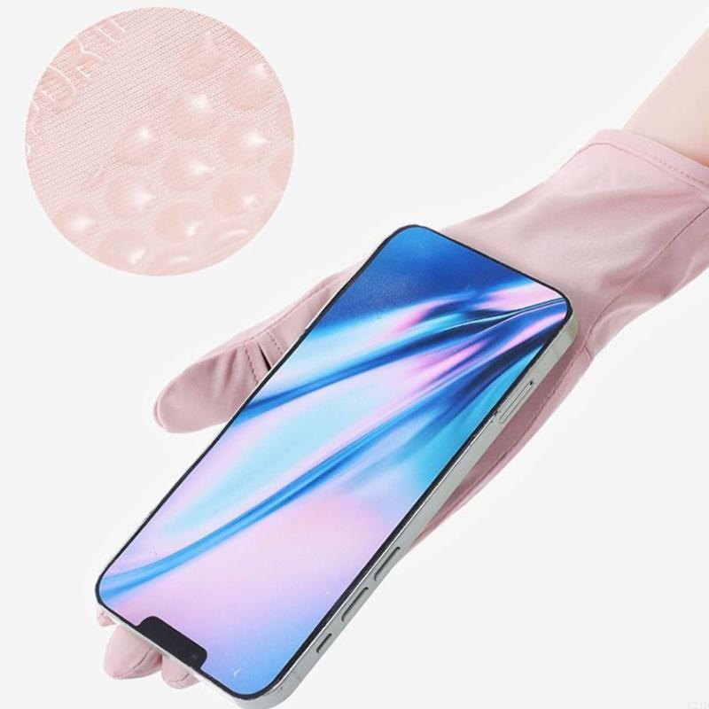 Touch Screen Gloves - アイスシルク長くて薄い運転手袋電気自動車乗馬タッチスクリーン手袋