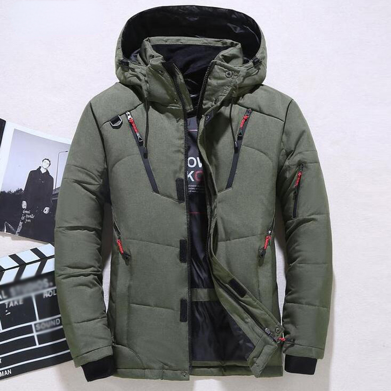 Down Jacket Packable - ダウンジャケット男性冬男性ホワイトダックダウンジャケットフード付き屋外厚く暖かいパッド入りスノーコートオーバーサイズ M-4XL