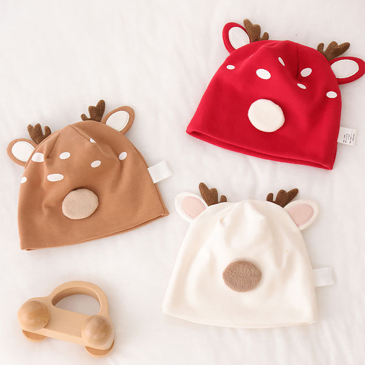 Knit Beanie Hat Warm - かわいい小さな鹿の赤ちゃん胎児帽子ソフトコットン新生児ビーニー春秋暖かい子供プルオーバーキャップ 0-3Month 幼児クリスマス帽子