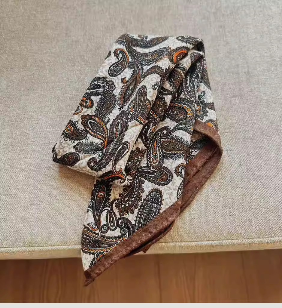 Wool Scarf Men - 2026 純毛スカーフ男性冬コーヒーペイズリー柄スクエアスカーフエスニックヴィンテージスカーフネックウォーマー女性のバンダナ
