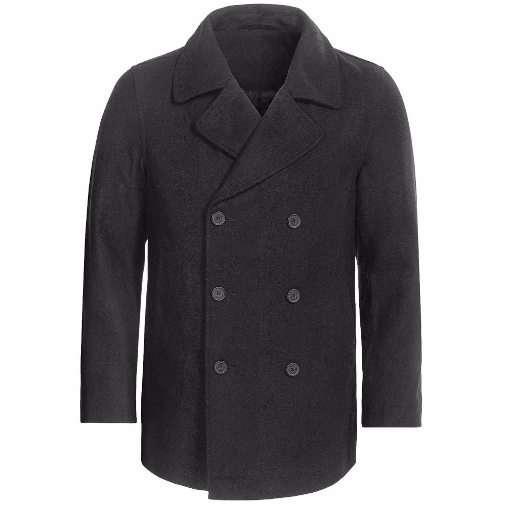 Wool Coat Peacoat - 秋/冬用のカスタムメイドチャコールグレーピーコート、ヘビーウールブレンドのクラシックダブルブレストピーコート