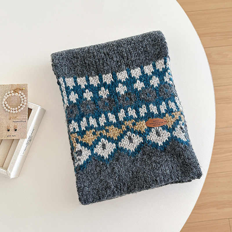 Wool Scarf Men - ジャカード編みの男女兼用冬用スカーフ、新しいファッション柄