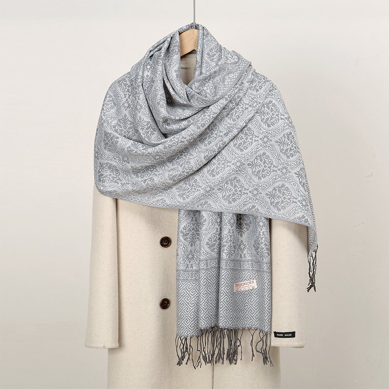Cashmere Pashmina Wrap - 2024 高級厚いカシミヤスカーフ女性プリント新ラップパシュミナ旅行ポンチョ暖かい毛布冬 Bufanda ショール女性ストール