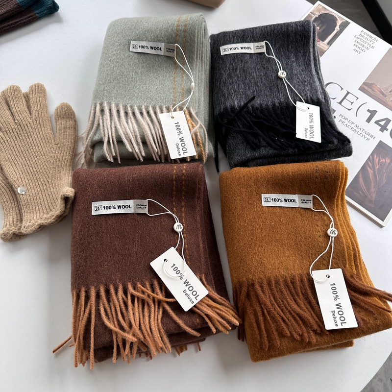 Wool Scarf Men - エレガントな良質 100% ウールスカーフ女性男性秋冬ネッカチーフショールロング韓国スタイルファッションデラックスマフラー