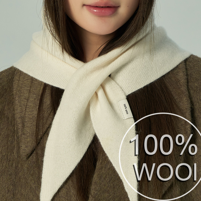 Shawl Wrap Winter - 高級女性 100% ウールスカーフショール冬暖かい固体ニット三角ネッカチーフファッションブランドバンダナ女性ウールスカーフ韓国