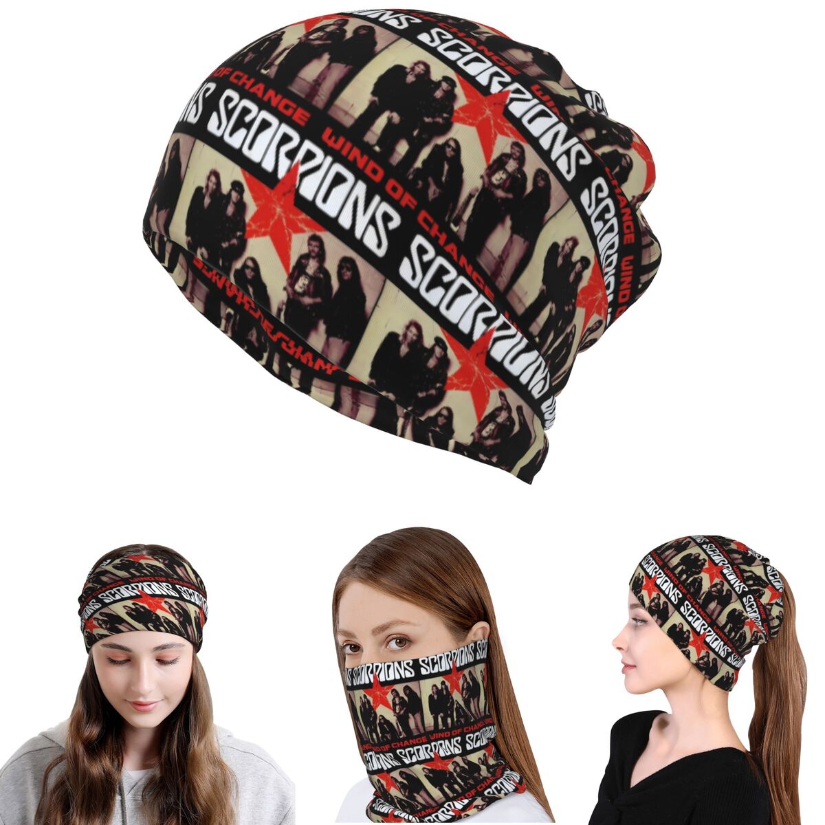 Knit Beanie Hat Warm - スコーピオンズバンド ロックバンダナ ネックカバー ラップスカーフ 暖かいサイクリングスカーフ ビーニーハット