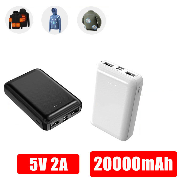 Heated Vest Battery - ミニパワーバンク 20000mAh 5V 2A ポータブル充電器 加熱ベストジャケット用