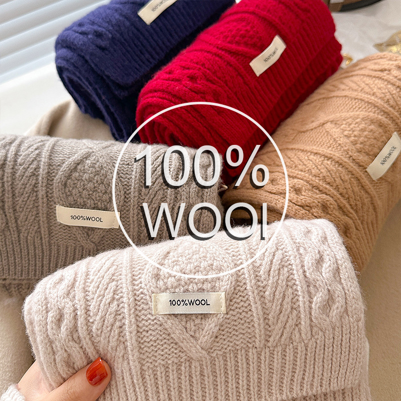 Wool Scarf Men - 高級 100% ウールスカーフ女性メンズ厚いケーブルニットラップ分厚い暖かいスカーフ暖かいカシミヤスカーフネッカーチーフクリスマスギフト