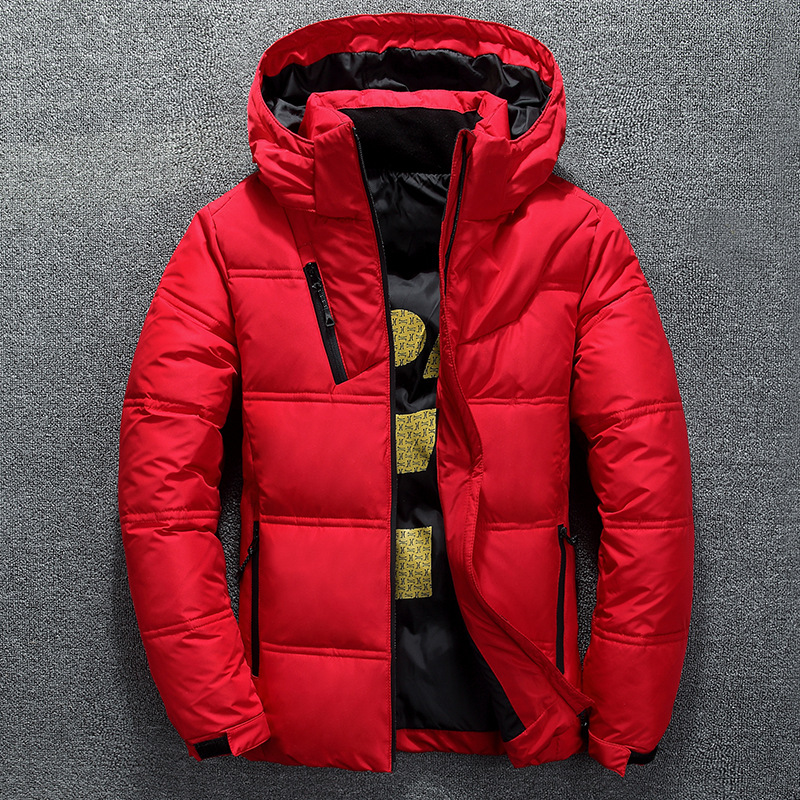 Down Jacket Packable - メンズフード付き秋冬ジャケット,暖かくカジュアルなコート,ハイカラー,ふくらんでいる,厚い帽子,白いアヒルのパーカー