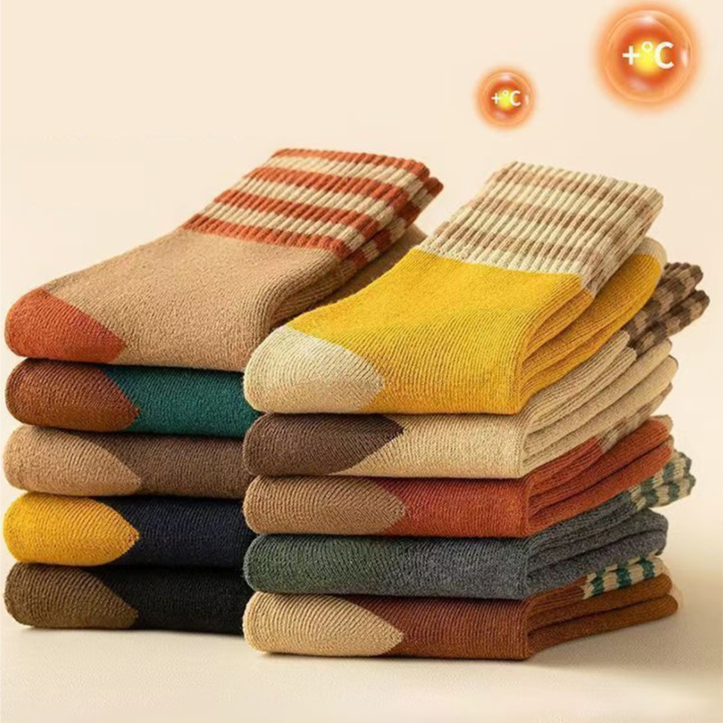 Thermal Sock Wool - 厚手のミッドチューブソックス,レトロ,ソフト,フリース,日本のファッション,冬