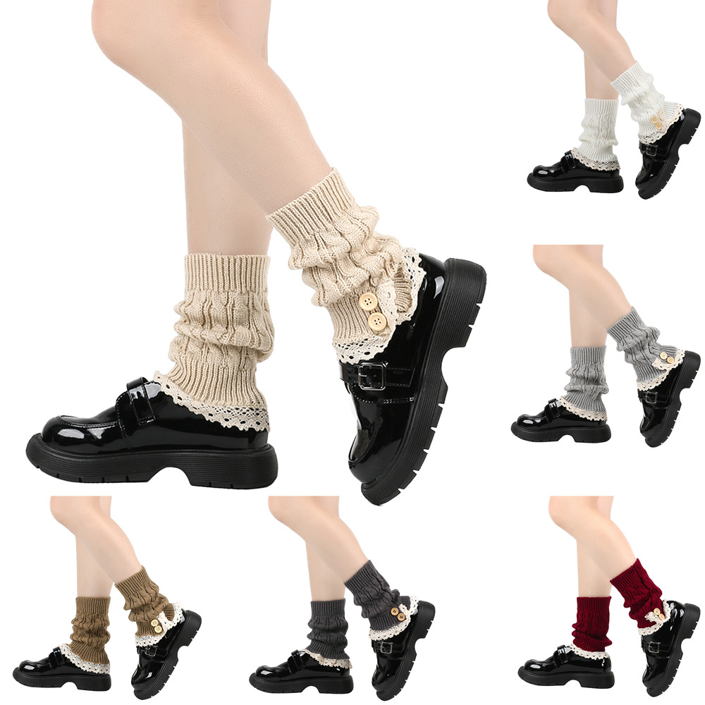 Thermal Sock Wool - レディースレッグウォーマー、足首用冬用暖かいストレッチニットスローチサーマル、レディース厚手ウールカフブーツソックス、ガールズレースロリータY2Kソックス