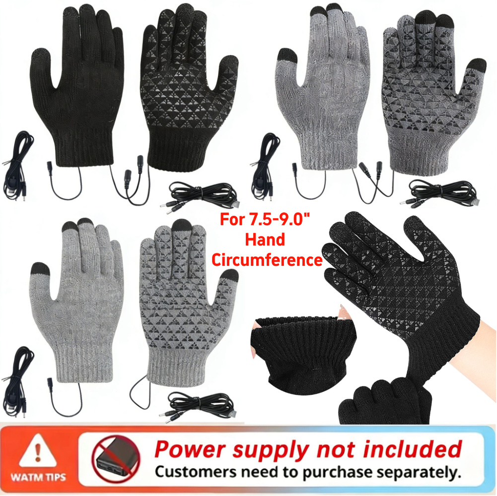 Touch Screen Gloves - 5-1 ペア USB 加熱ニット手袋タッチスクリーン手袋滑り止めサーマルニットミット冬サイクリング手袋秋冬用