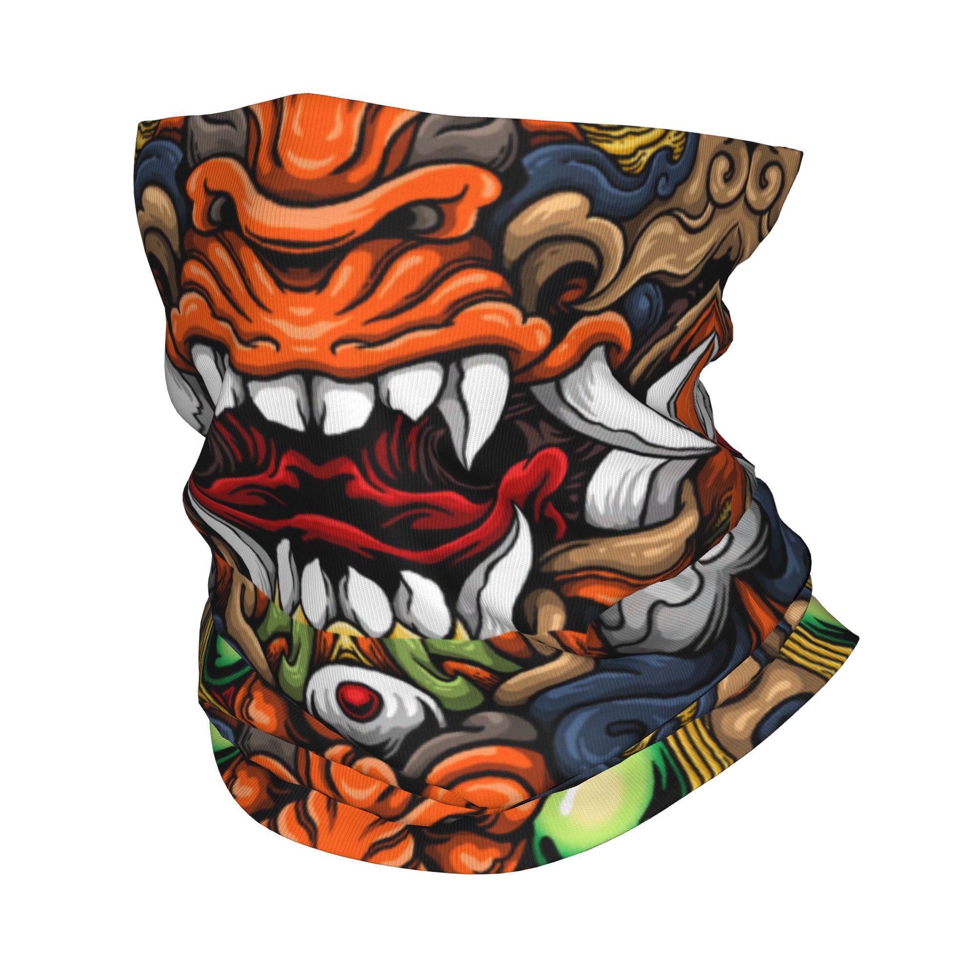 Neck Gaiter Fleece - カスタム侍鬼鬼冬用ヘッドバンドネックウォーマー男女兼用ハイキングキャンプ用チューブスカーフフェイスバンダナゲイター