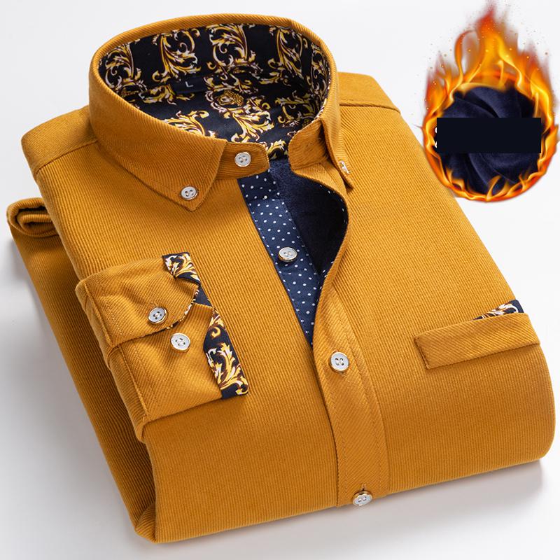Flannel Shirt Lined - サーマル メンズ ヘビーウェイト コーデュロイ フランネル裏地付きシャツ M-XXXXXL