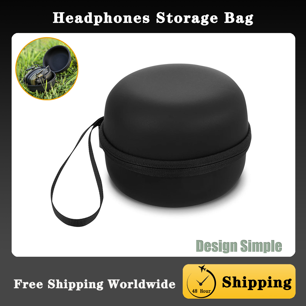 Earmuffs Foldable - ノイズキャンセリングヘッドセットボックス戦術的なイヤーマフ収納バッグ、旅行スポーツサイクリングハード保護ケースフィット折りたたみヘッドフォン