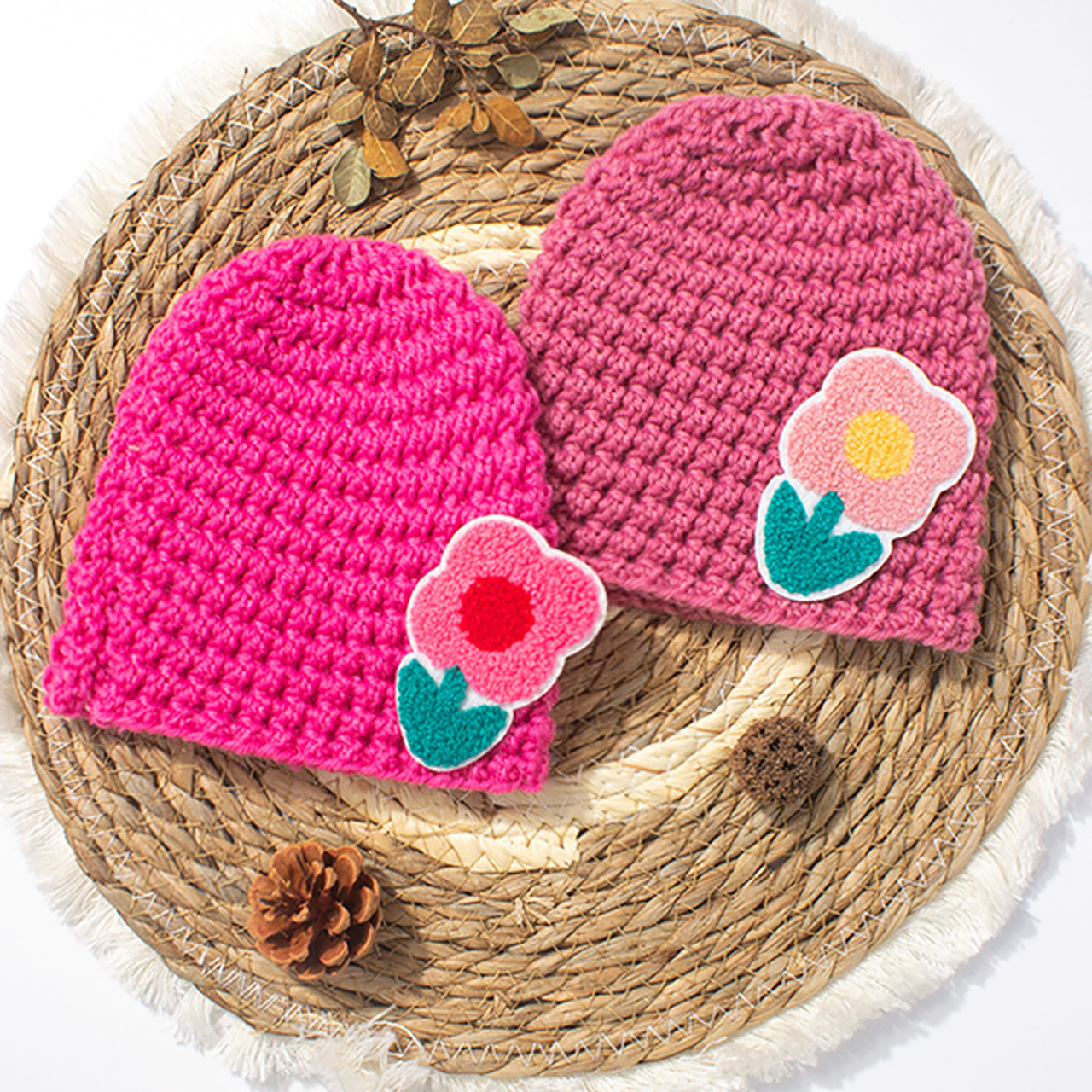Knit Beanie Hat Warm - 0-3 年新生児ニットプルオーバー帽子冬暖かい幼児ウールかぎ針編みボンネット甘いフラワーガールスカーフキャップベビーキッズビーニー
