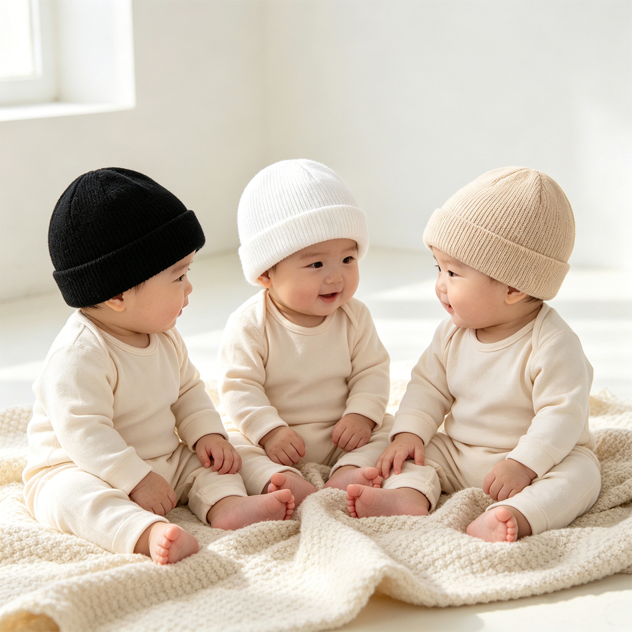 3 個子供ビーニーセット冬子供ニット帽子無地ウールかぎ針編み - Knit Beanie Hat Warm のレビューと価格