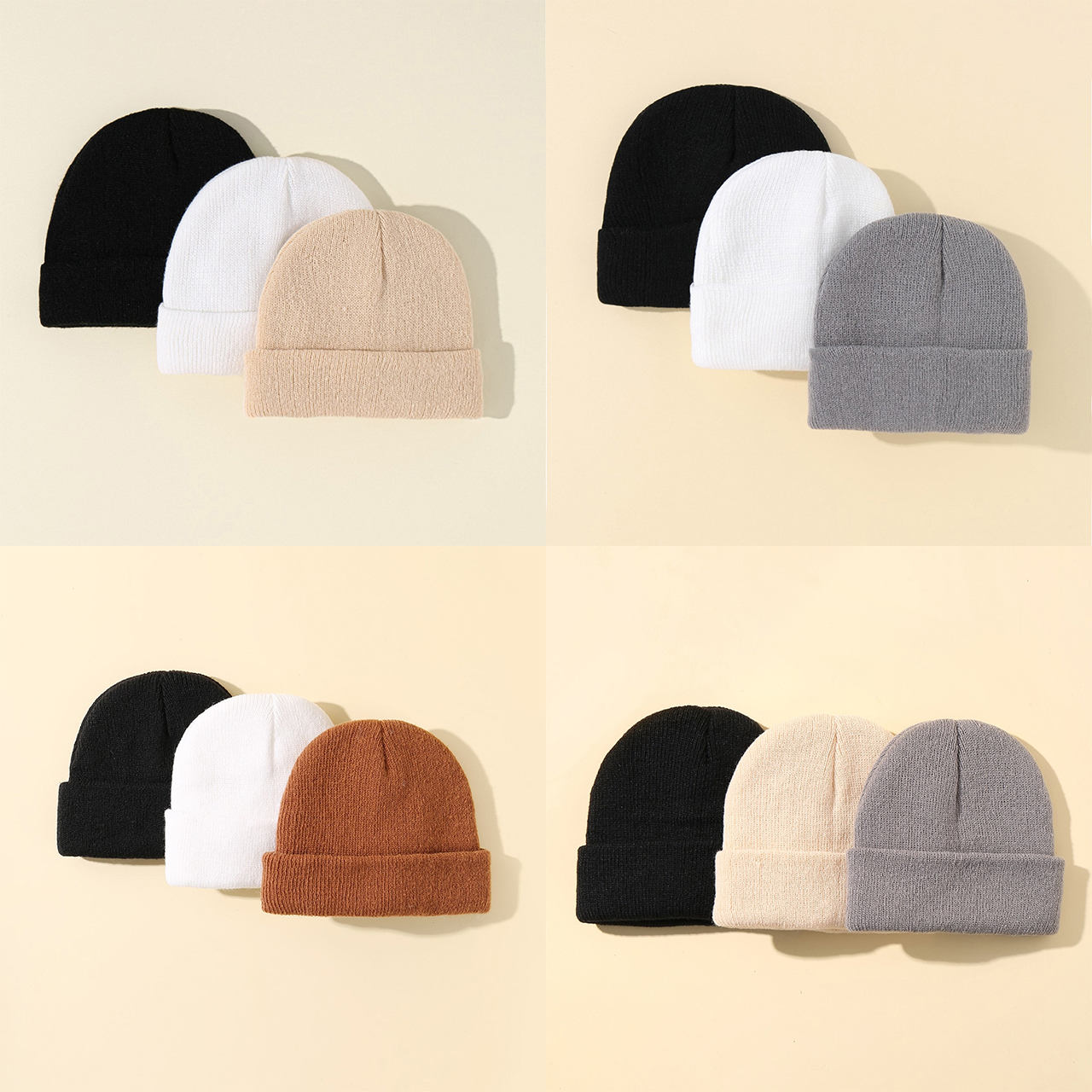 3 個子供ビーニーセット冬子供ニット帽子無地ウールかぎ針編み - Knit Beanie Hat Warm のレビューと価格