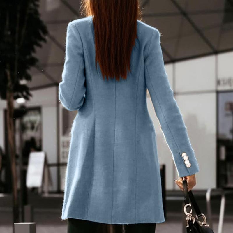 652F レディース秋冬ウールコートダブルブレストミディピー - Wool Coat Peacoat のレビューと価格