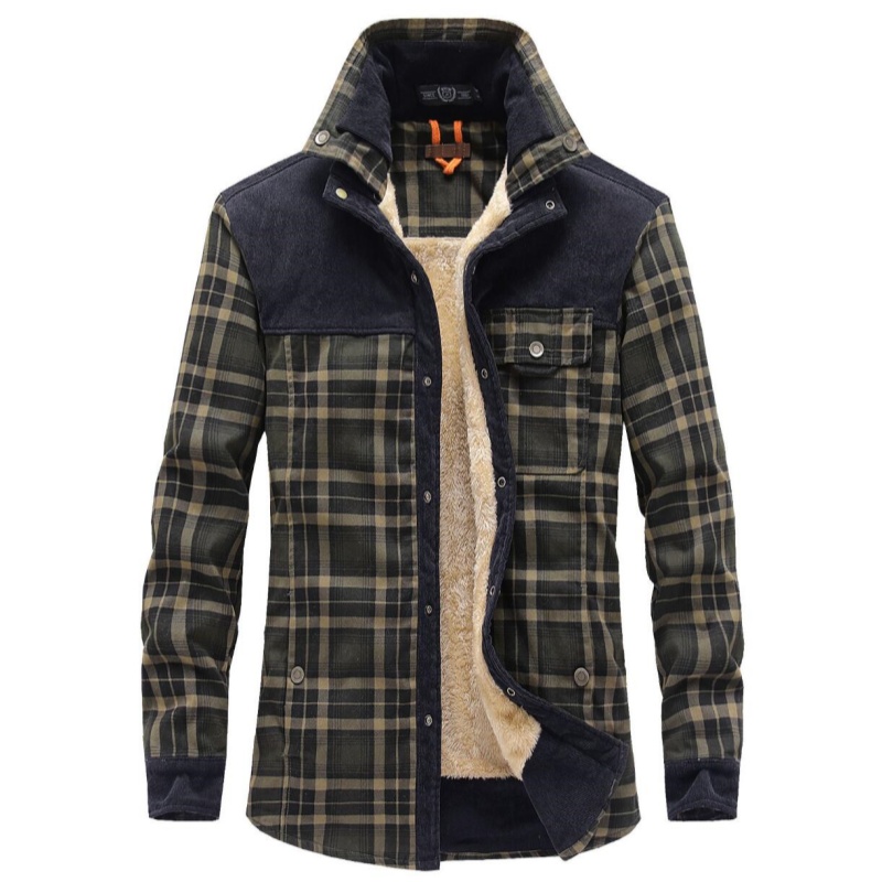メンズジャケット 冬用 防風 暖かい カジュアルシャツ チェ - Flannel Shirt Lined のレビューと価格