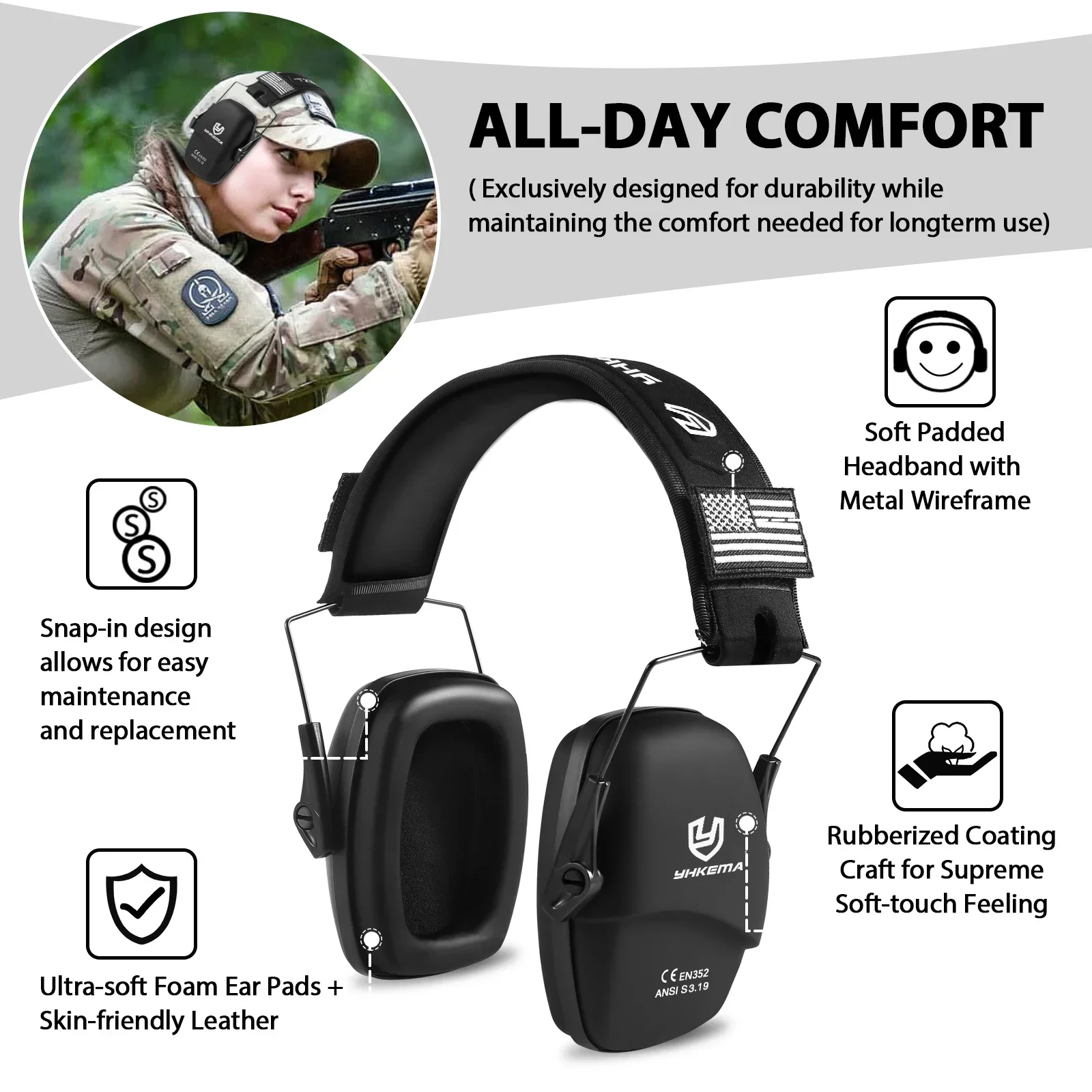 Yhkema-ノイズ防止安全イヤーマフ,耳の保護,耳の保護, - Earmuffs Foldable のレビューと価格
