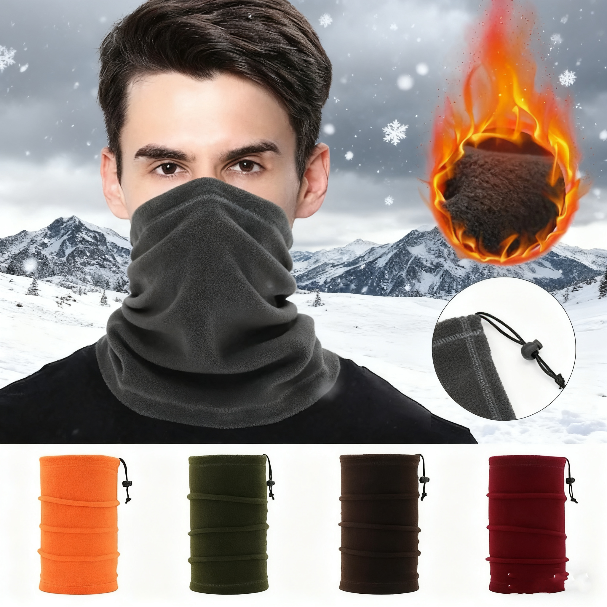 冬用フェイスカバーネックゲイター暖かい防風ポーラーフリースス - Neck Gaiter Fleece のレビューと価格