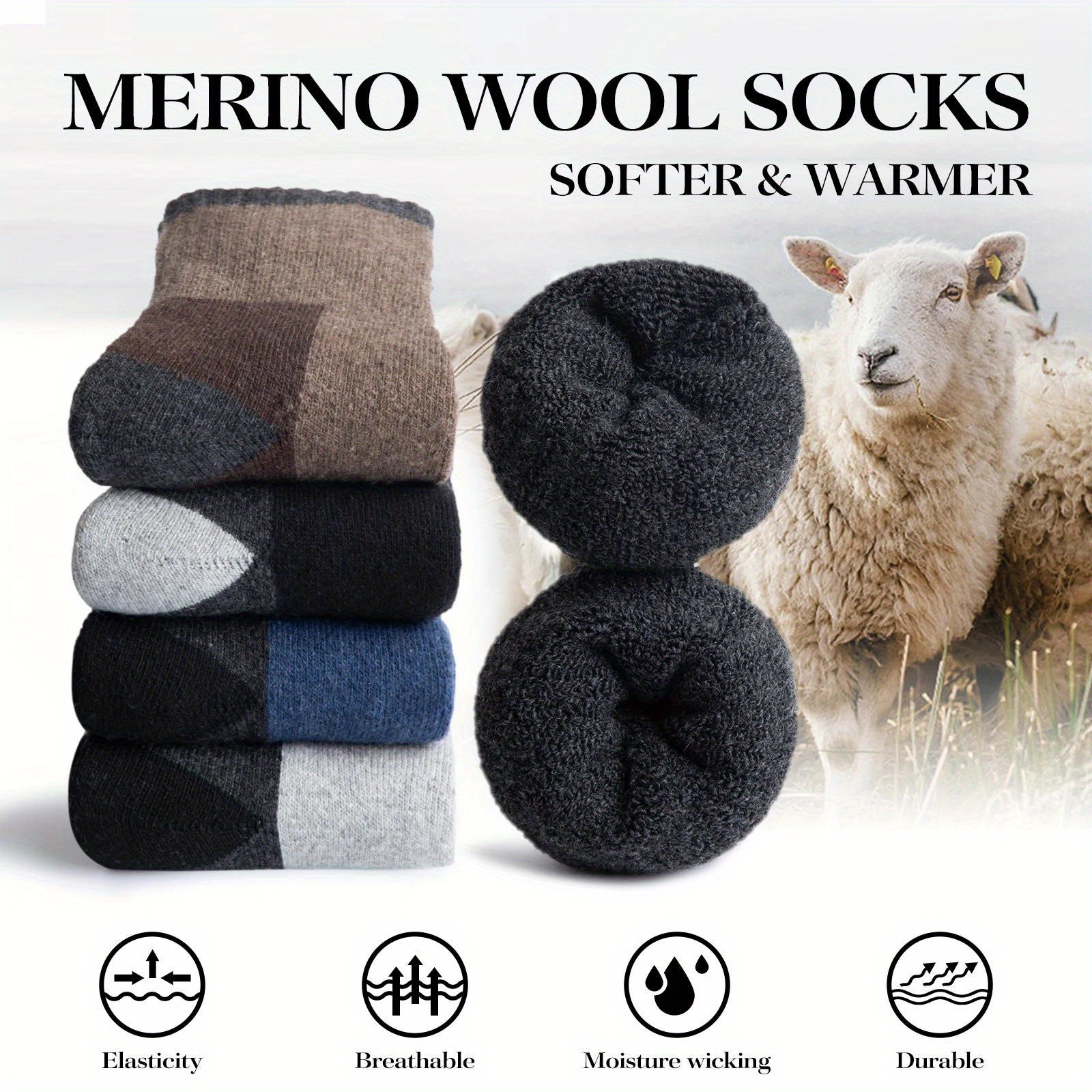 冬メリノウール靴下肥厚暖かい吸湿発散性ハイキング靴下男性女性 - Thermal Sock Wool のレビューと価格