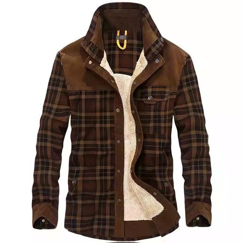 メンズヴィンテージチェック柄シアリング裏地付きフリースシャツ - Flannel Shirt Lined のレビューと価格