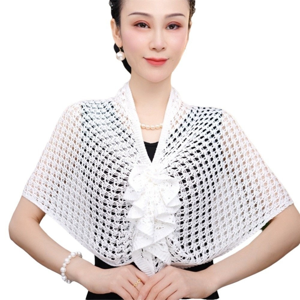 キラキラデザインの透かし彫りカーディガン、フロントバックルデ - Shawl Wrap Winter のレビューと価格
