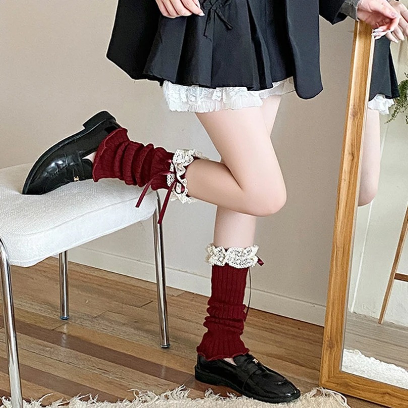 レッグウォーマー アンクル丈 レディース リボン付き 冬用  - Thermal Sock Wool のレビューと価格