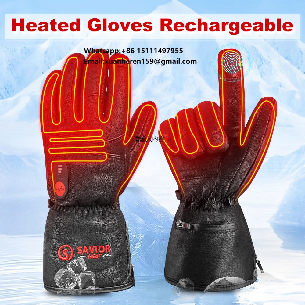加熱された革手袋男性女性冬防水タッチスクリーン熱電気ハンドウ - Touch Screen Gloves のレビューと価格