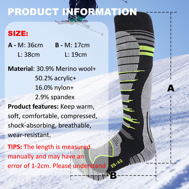 メリノウールスキーソックス寒い天候用ソックス男性女性用スノー - Thermal Sock Wool のレビューと価格